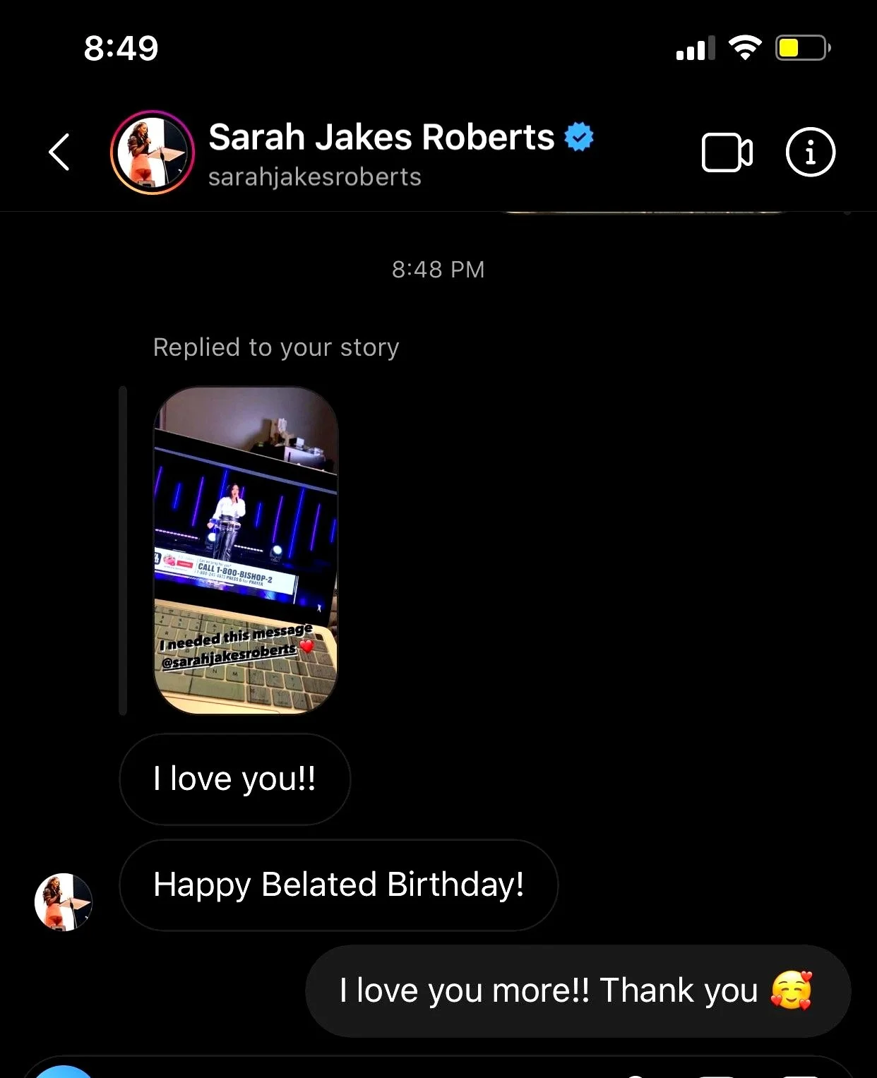 Second message from Sarah Jakes Roberts